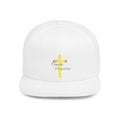 Embroidered Gold Cross Snapback Hat — 'Grace & Mercy' Christian Flat-Bill Cap