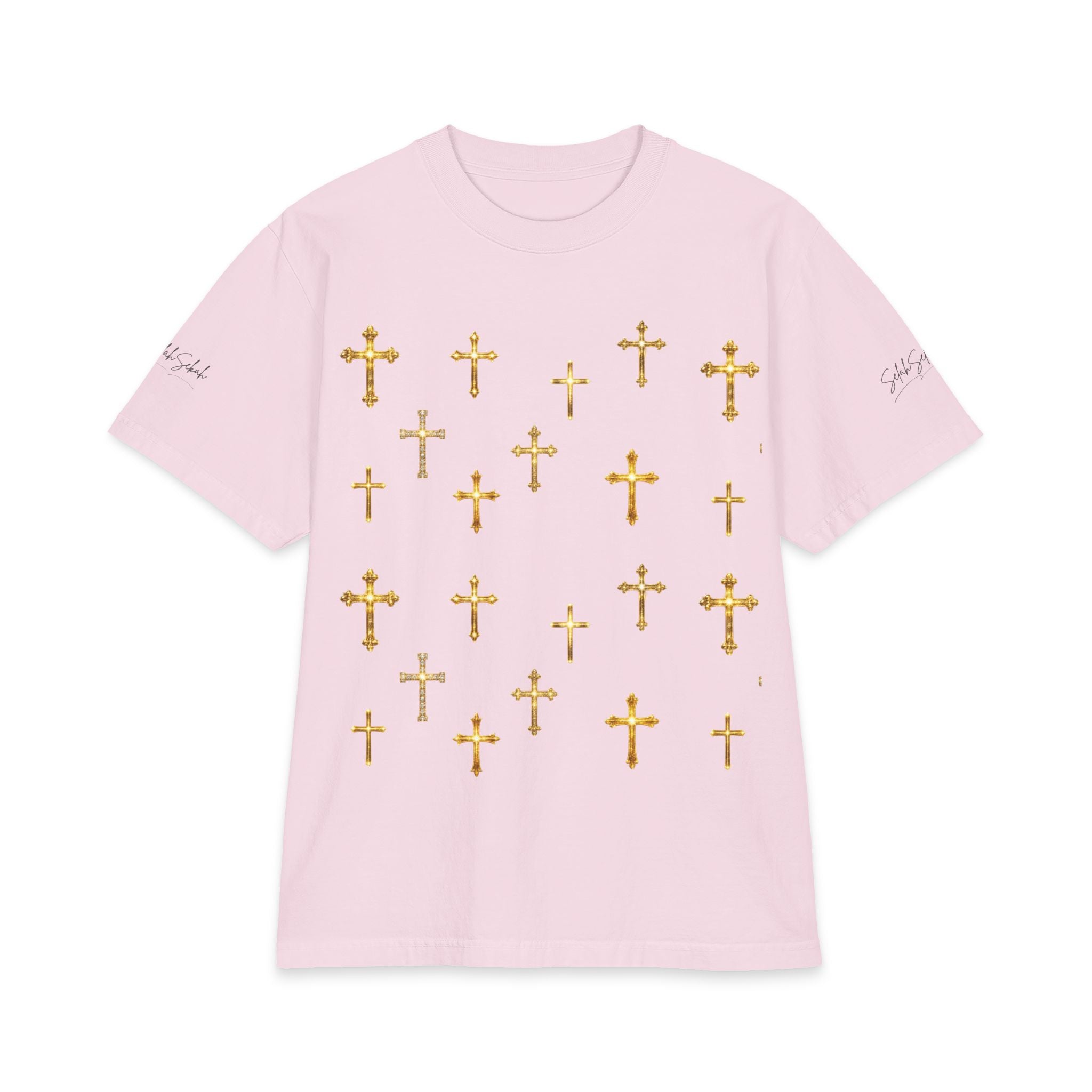 Gold Cross Pattern T‑Shirt