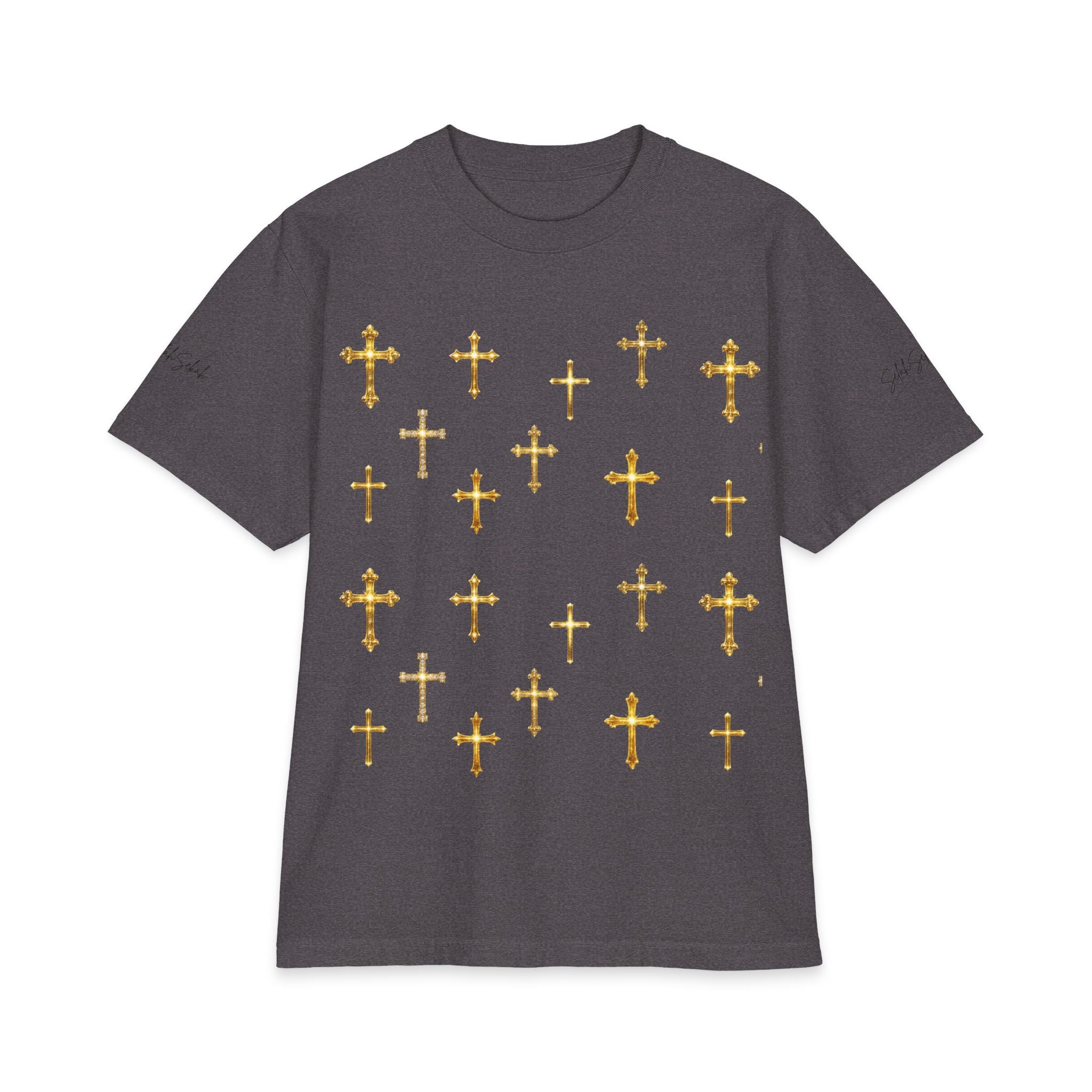 Gold Cross Pattern T‑Shirt