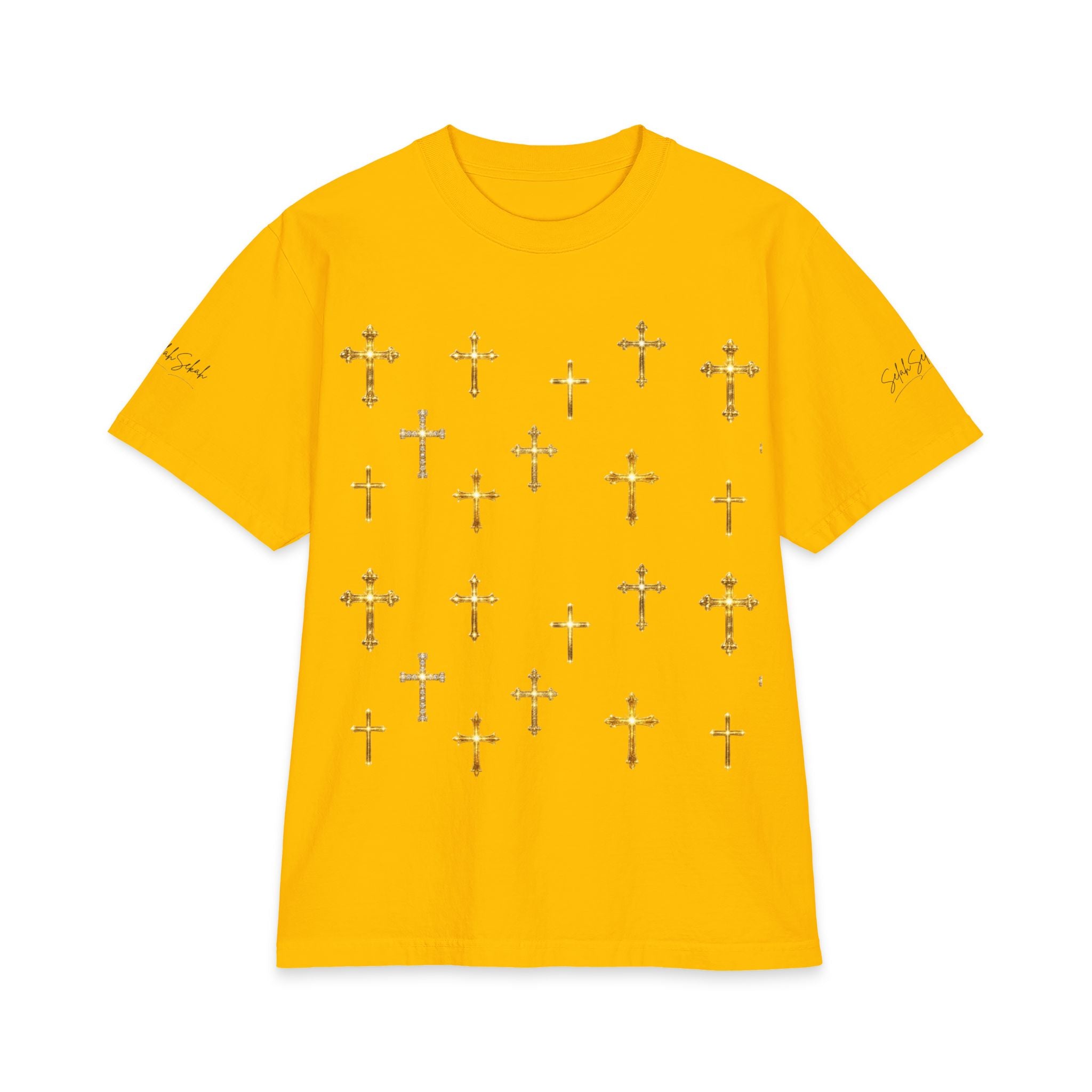 Gold Cross Pattern T‑Shirt
