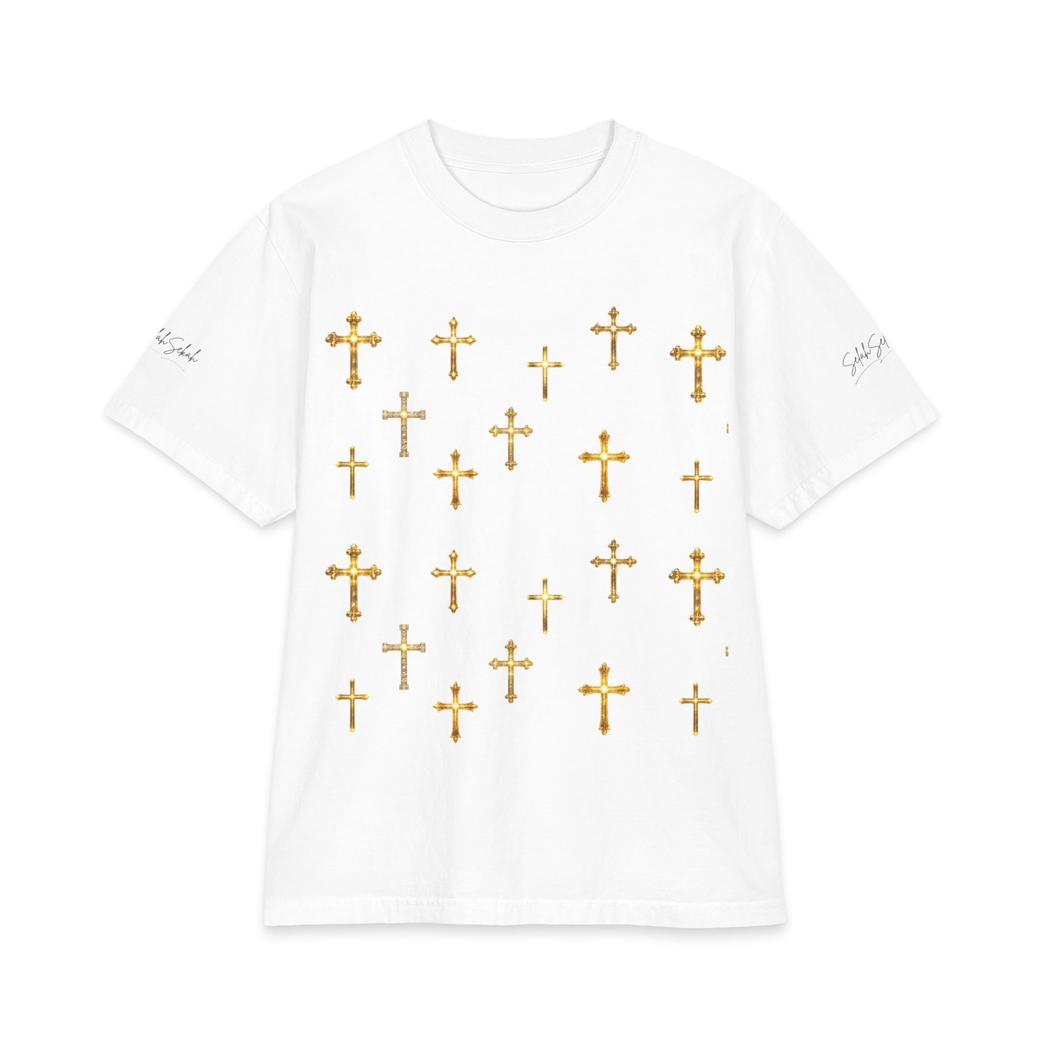 Gold Cross Pattern T‑Shirt