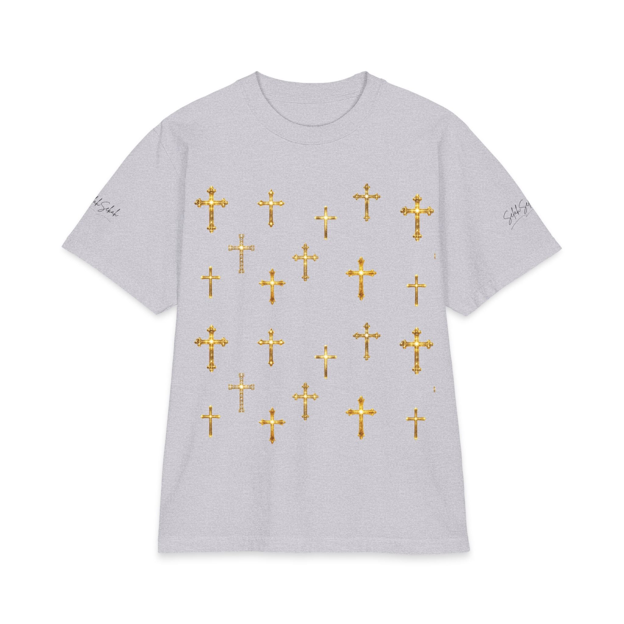 Gold Cross Pattern T‑Shirt