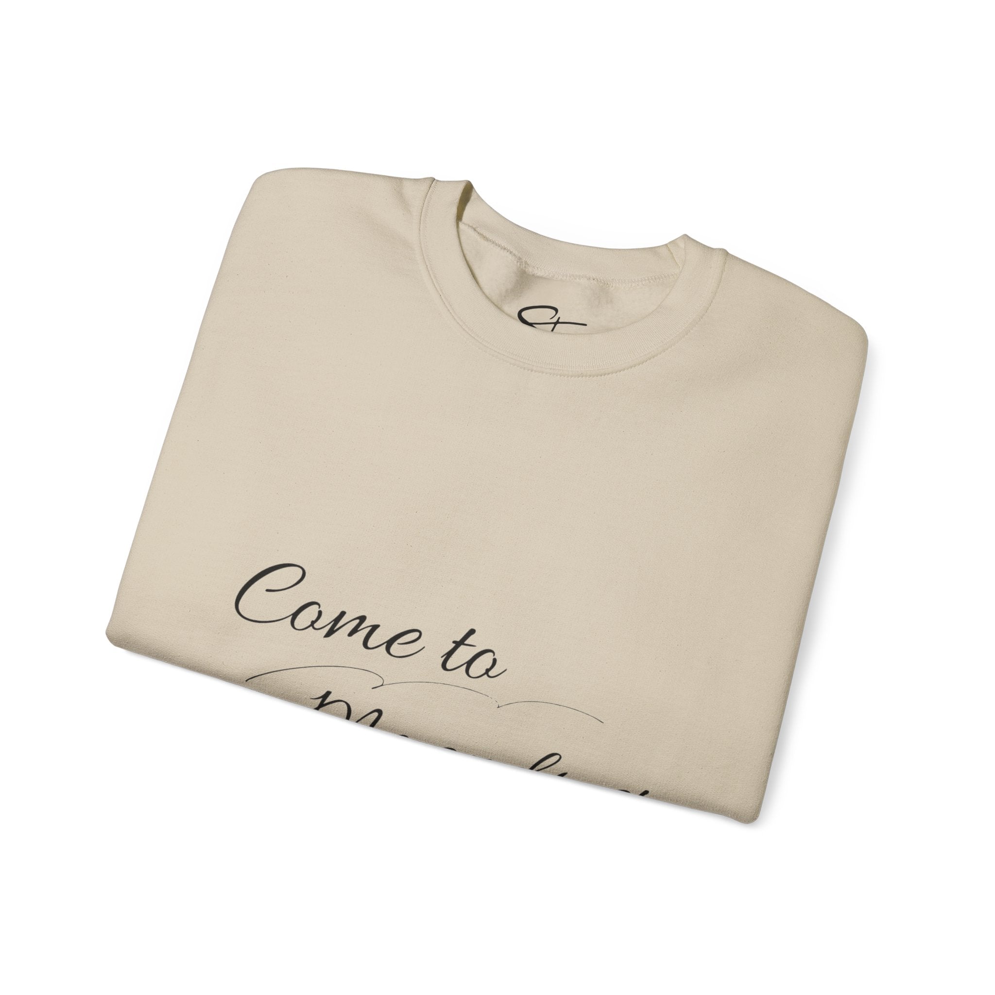 Come to Me and Rest Crewneck Sweatshirt — Minimal Script Comfort Pullover