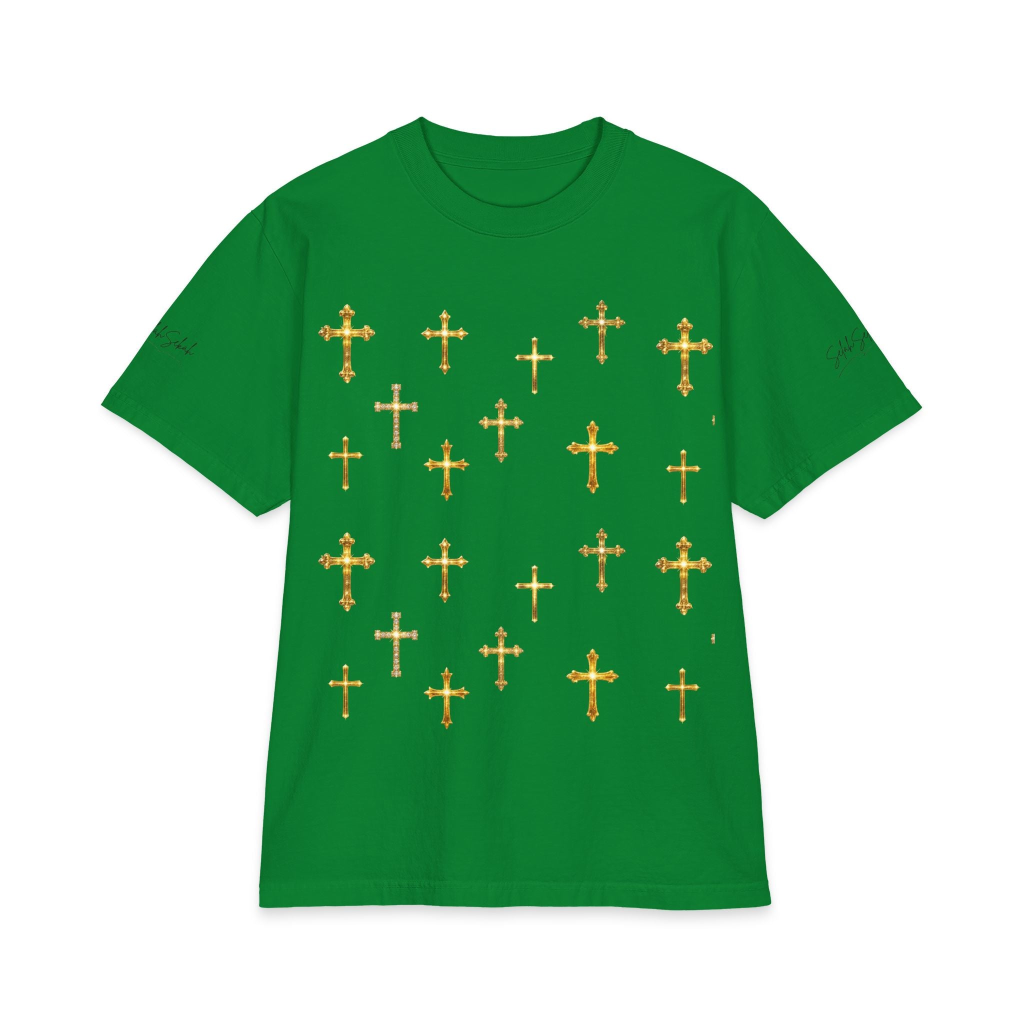 Gold Cross Pattern T‑Shirt