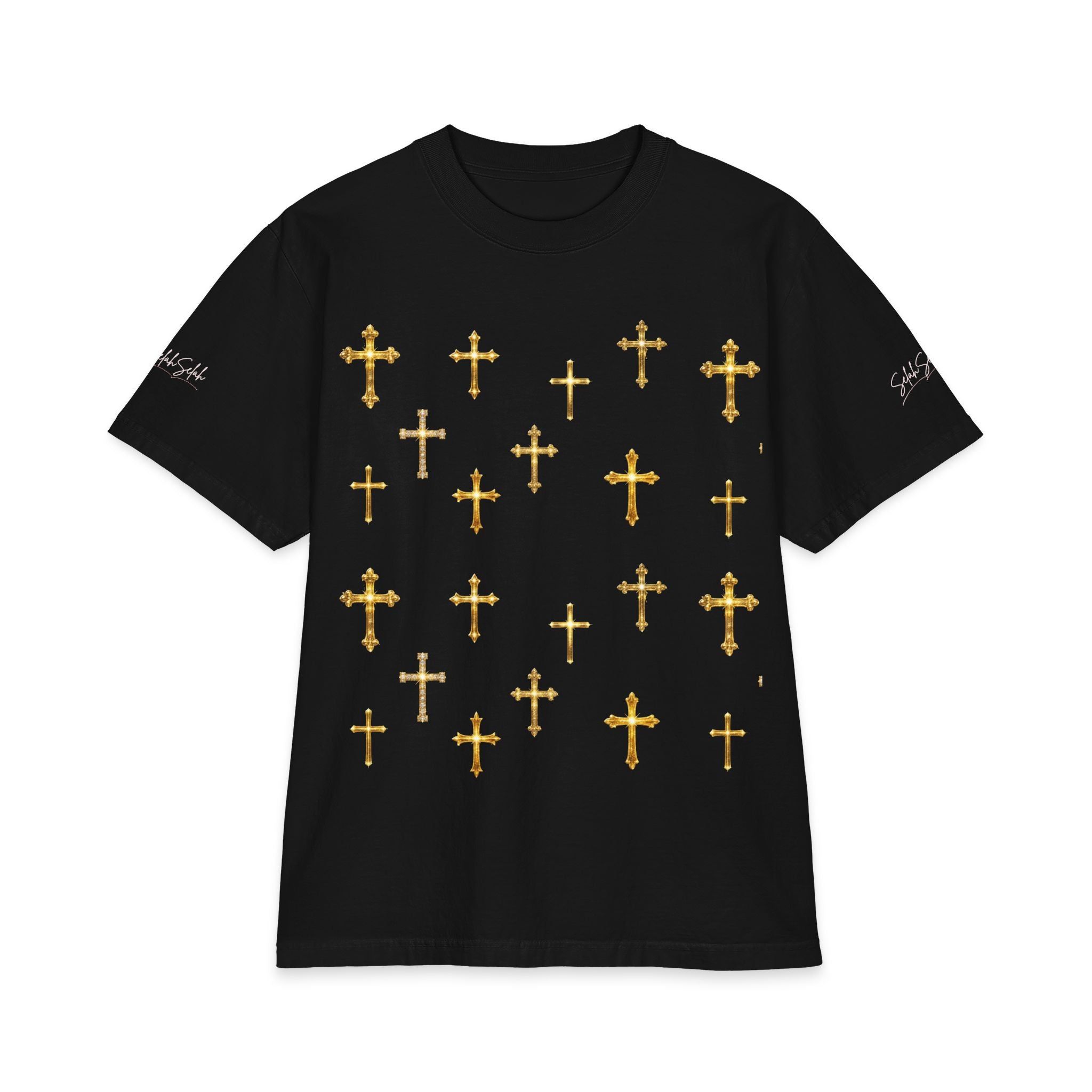 Gold Cross Pattern T‑Shirt