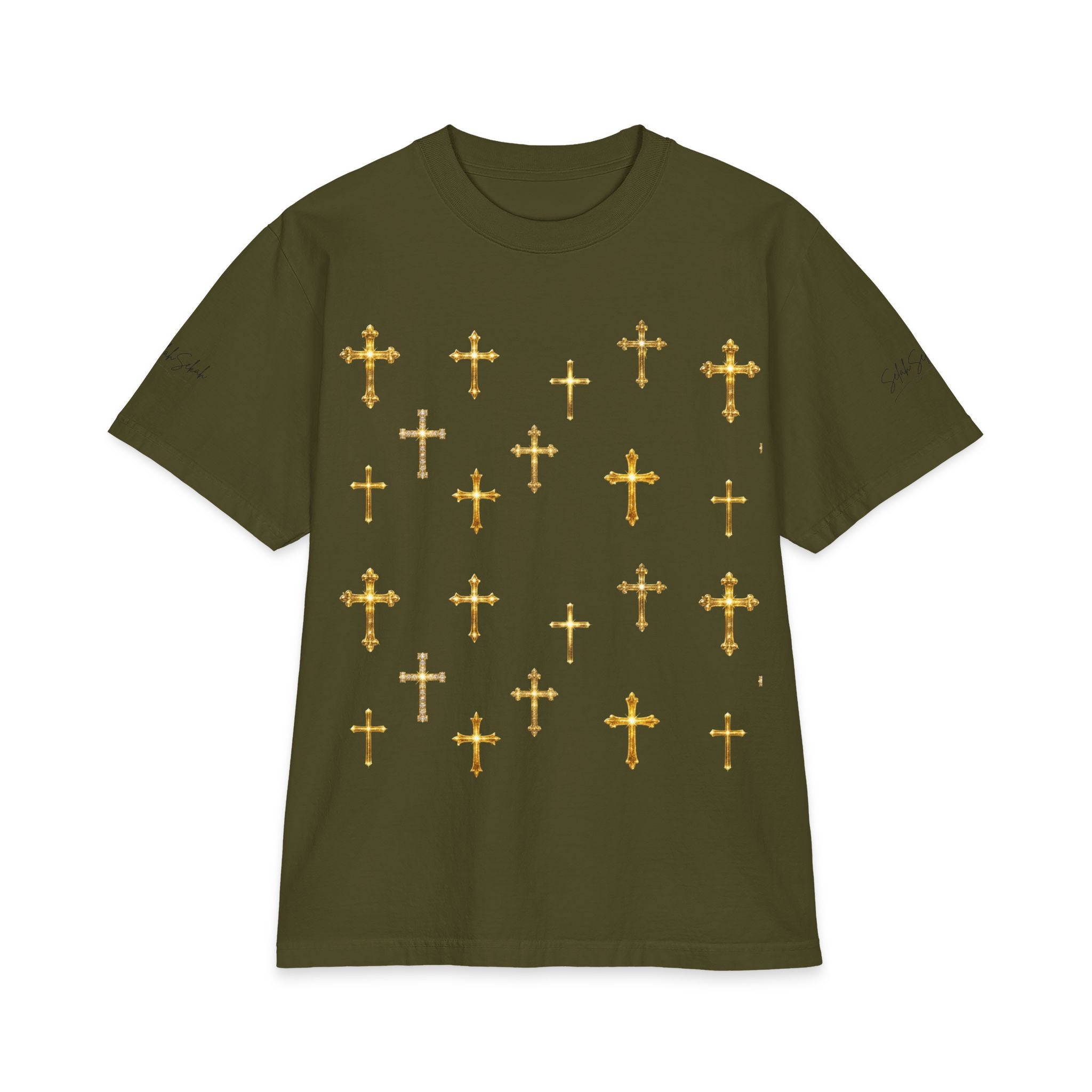 Gold Cross Pattern T‑Shirt