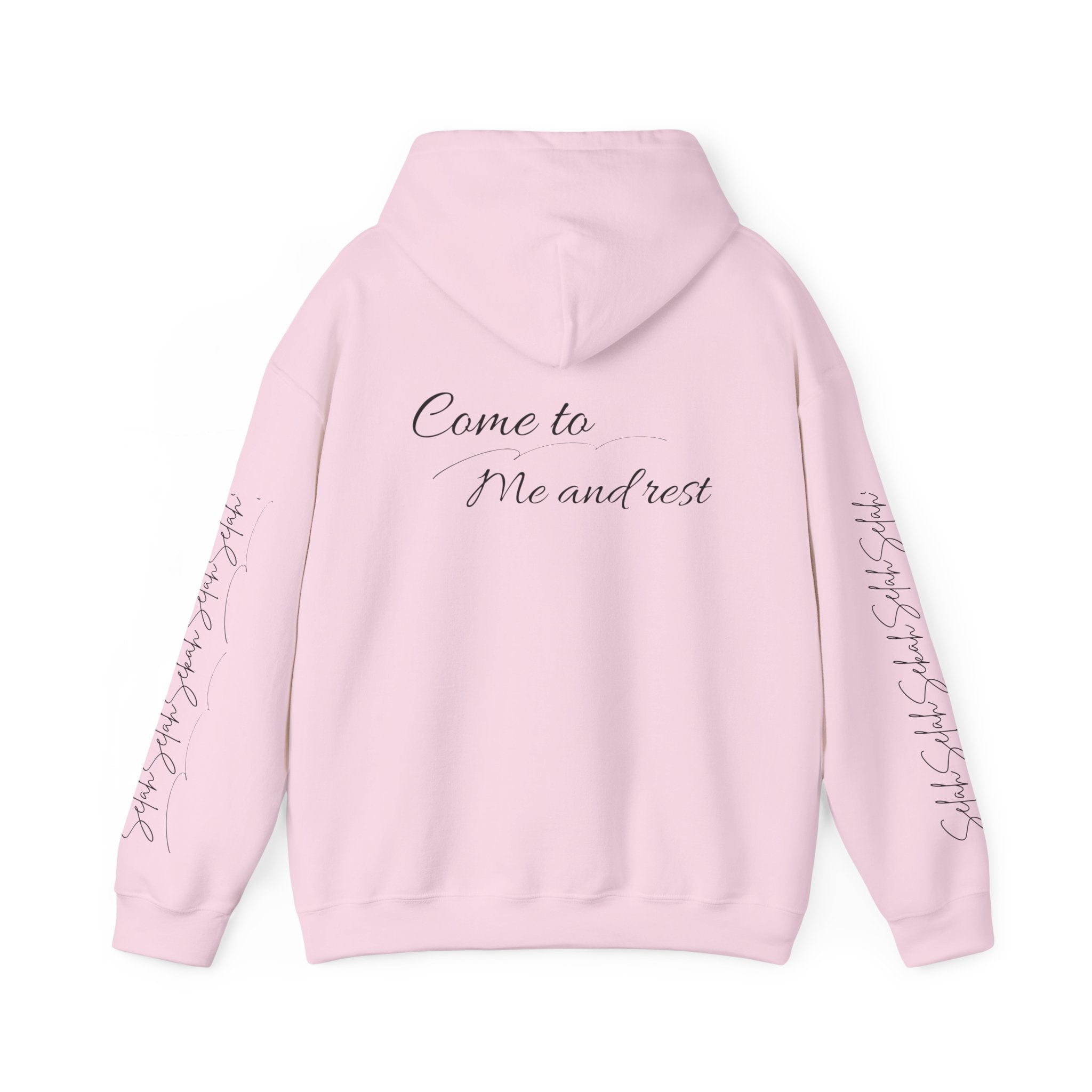 Come to Me and Rest Hoodie – Inspirational Script Religious Pullover