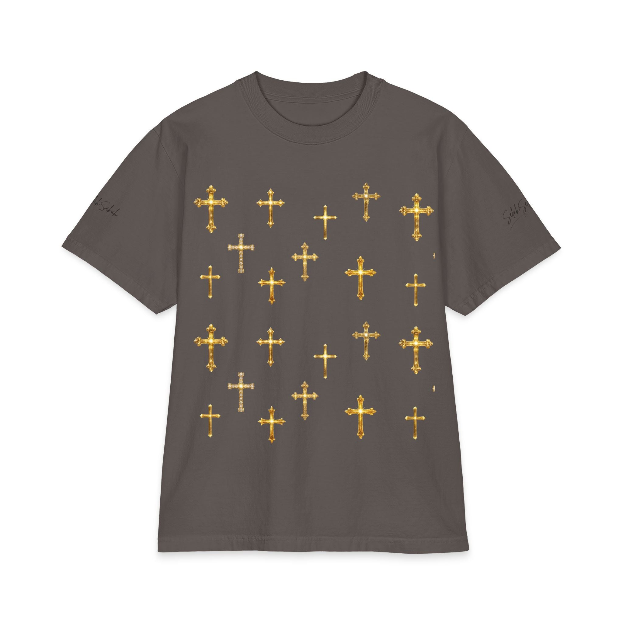 Gold Cross Pattern T‑Shirt
