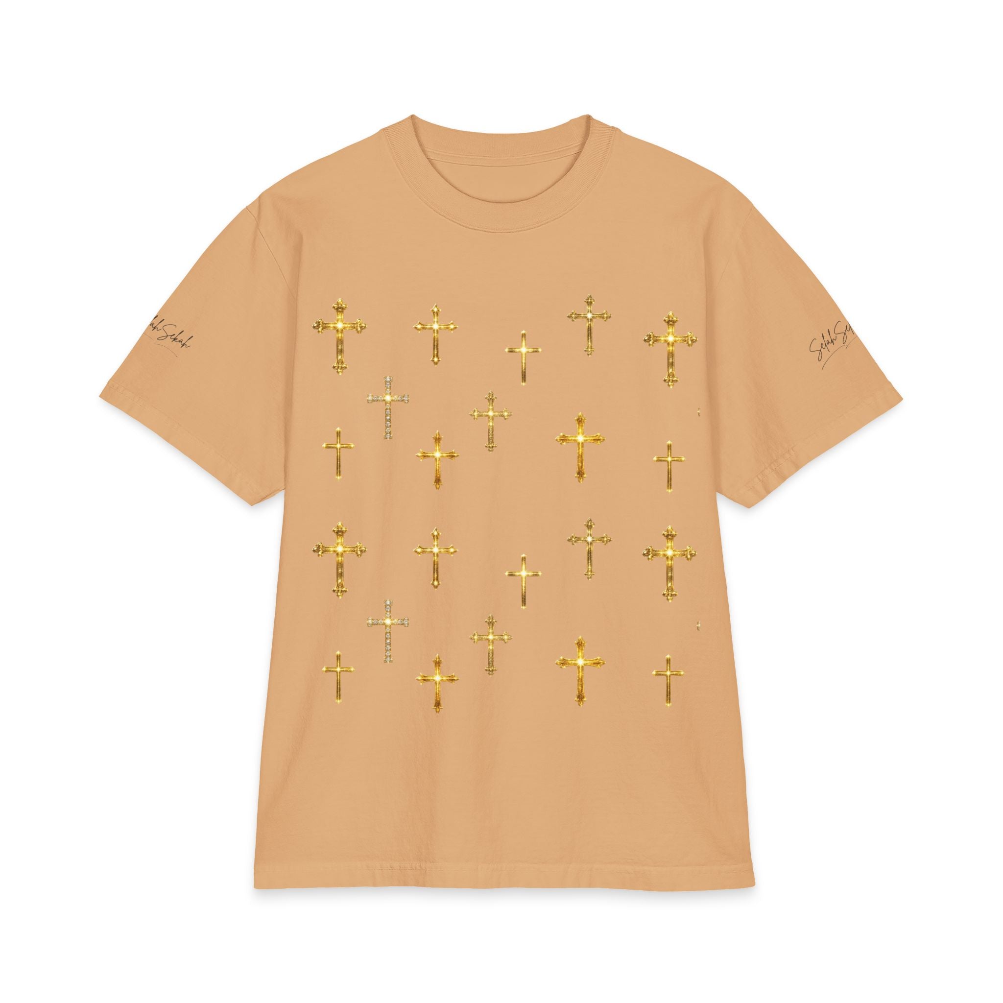 Gold Cross Pattern T‑Shirt