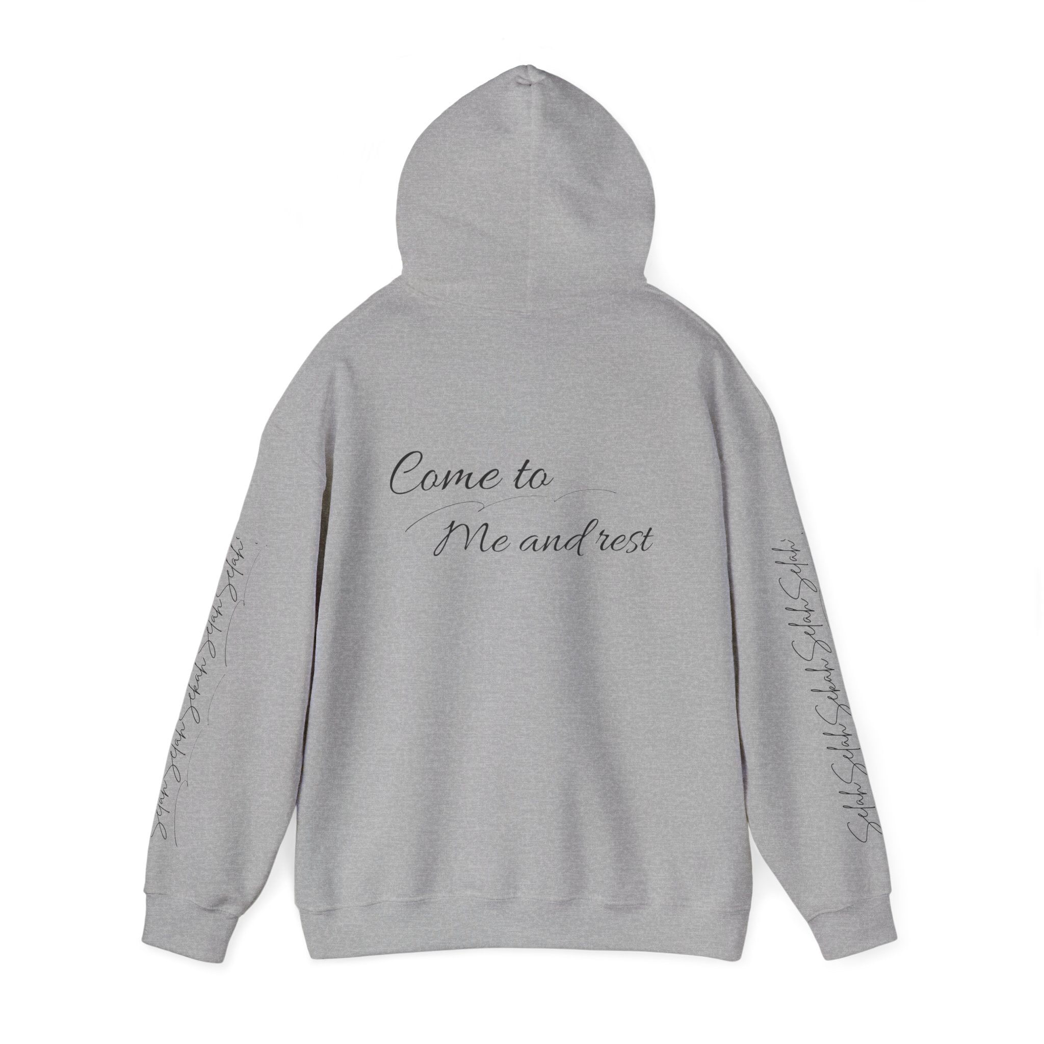 Come to Me and Rest Hoodie – Inspirational Script Religious Pullover