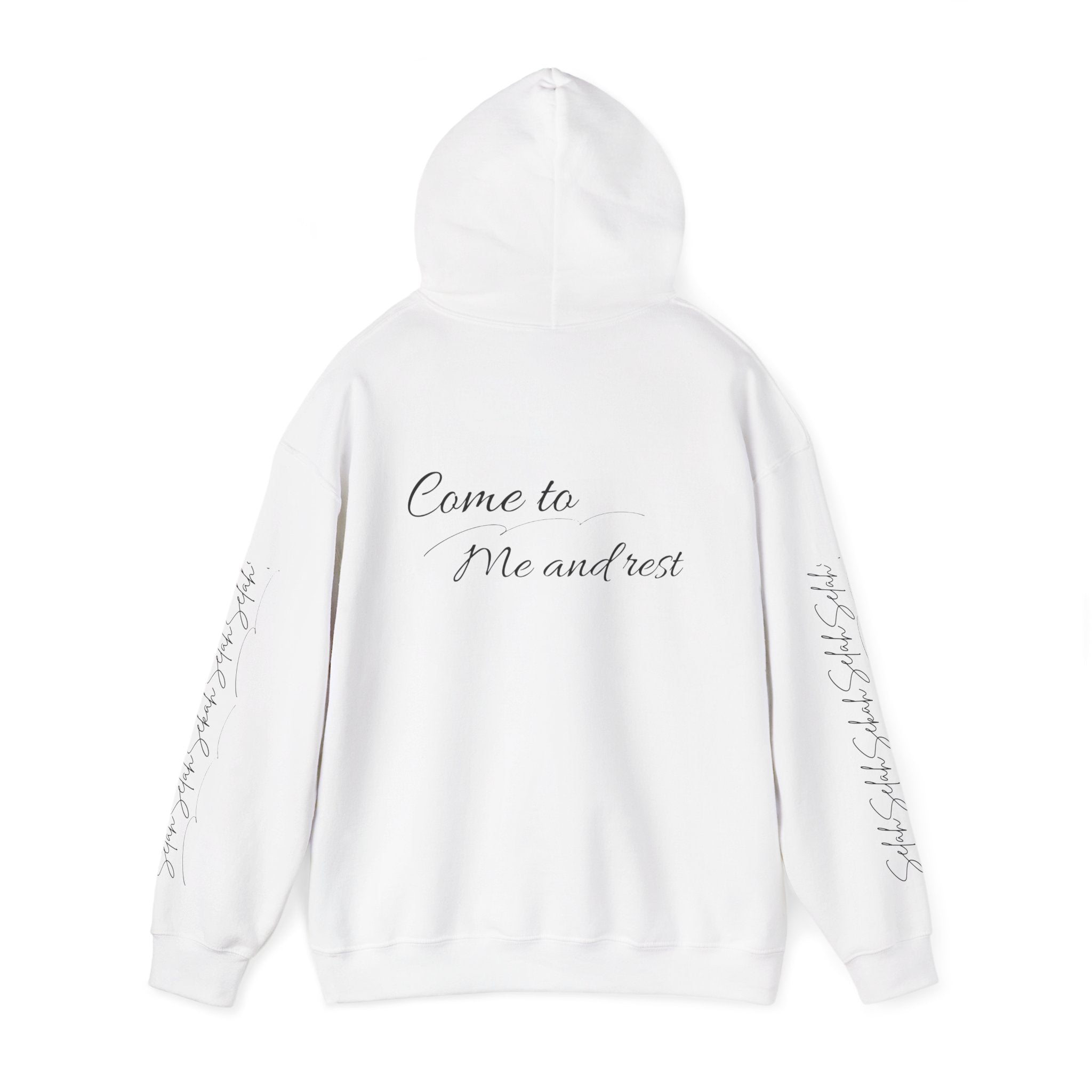 Come to Me and Rest Hoodie – Inspirational Script Religious Pullover