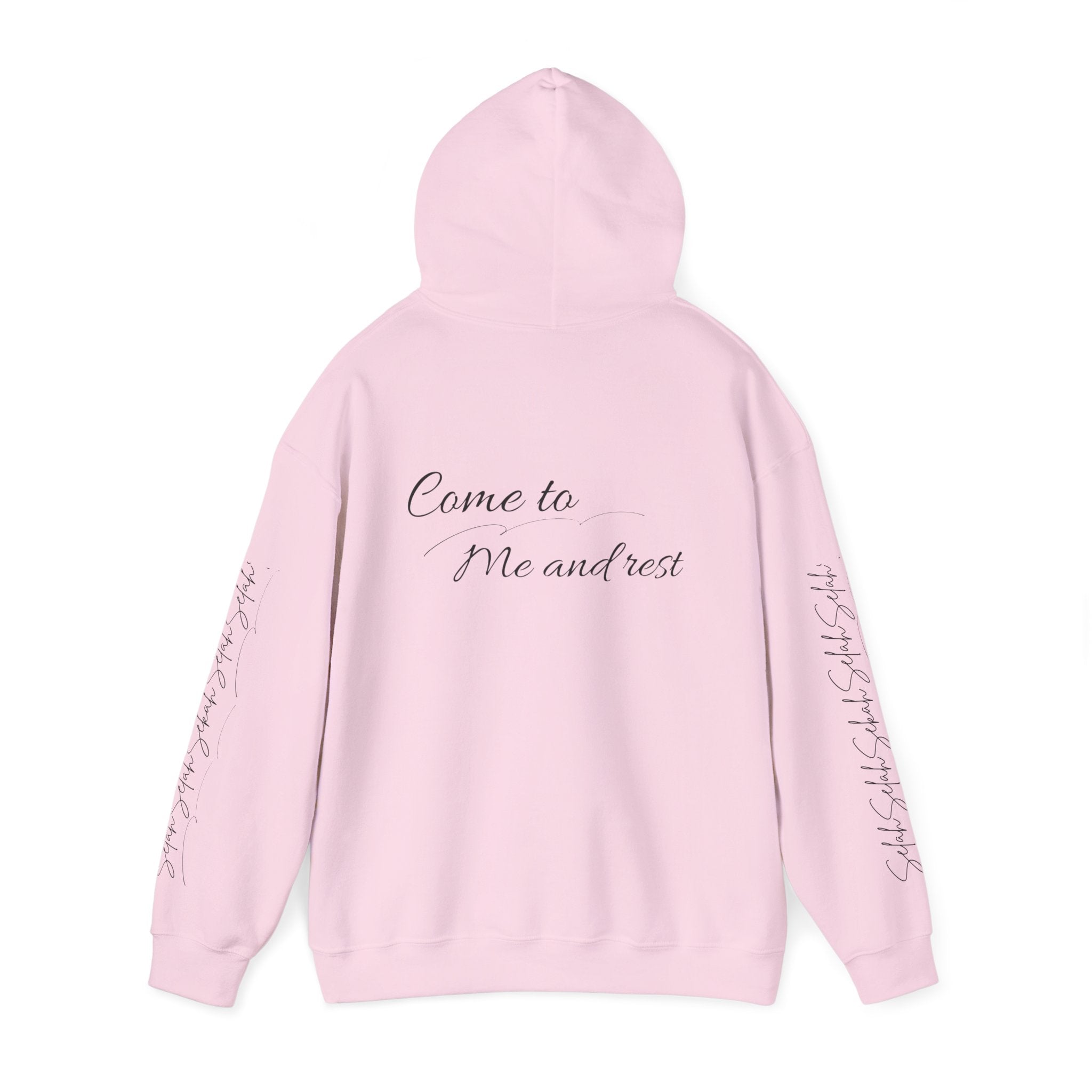 Come to Me and Rest Hoodie – Inspirational Script Religious Pullover