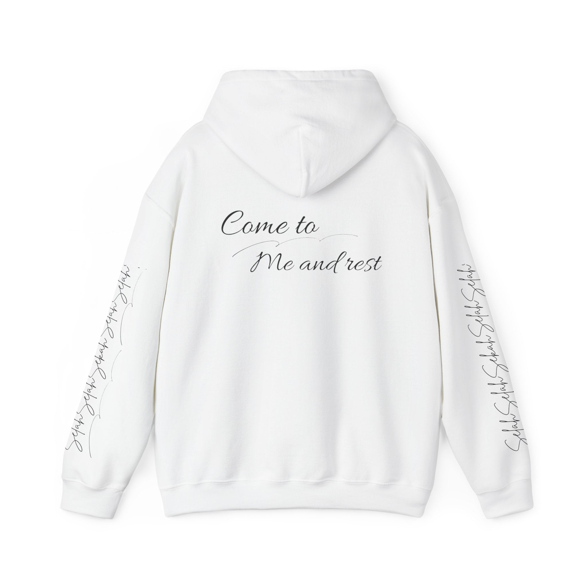 Come to Me and Rest Hoodie – Inspirational Script Religious Pullover