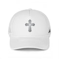 Embroidered Cross Trucker Hat — Christian Black Mesh Cap