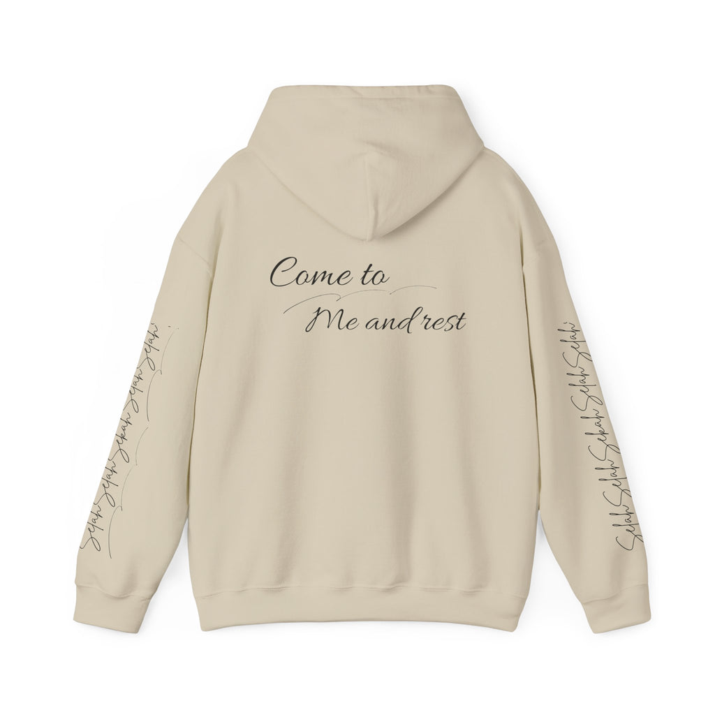 Come to Me and Rest Hoodie – Inspirational Script Religious Pullover